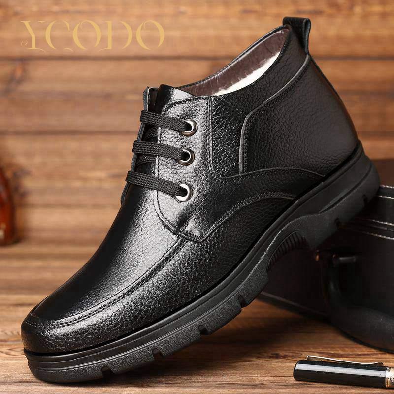 Men's Winter Leather Warm and Plush Non-slip Ankle Boots Sizes 38-48, Winter Leather Boots for Men