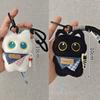 Cute Cartoon Black Cat Keychain Bag Pendant Backpack Hanging Ornaments Lovely Cat Doll With Camera Animal Car Keyring Kids Gift