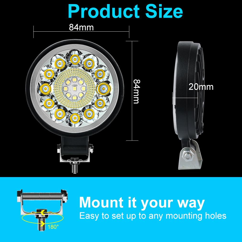 3-дюймовый 32-светодиодный 96 Вт 21-светодиодный рабочий свет 4X4 Автомобильный светодиодный прожектор Квадратный круглый Авто Грузовик Лодка Внедорожник ATV Трактор Внедорожный мини-светодиодный бар Аксессуары 12 В 24 В