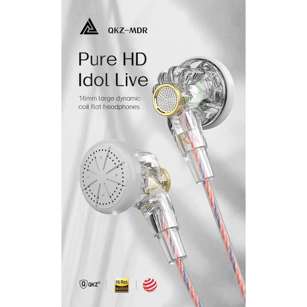 QKZ MDR Flat-Head Headphones 16MM Large Dynamic HIFI Bass Sport Earbuds Music Wired Earphones 3.5MM AUX Headset In Ear with Mic