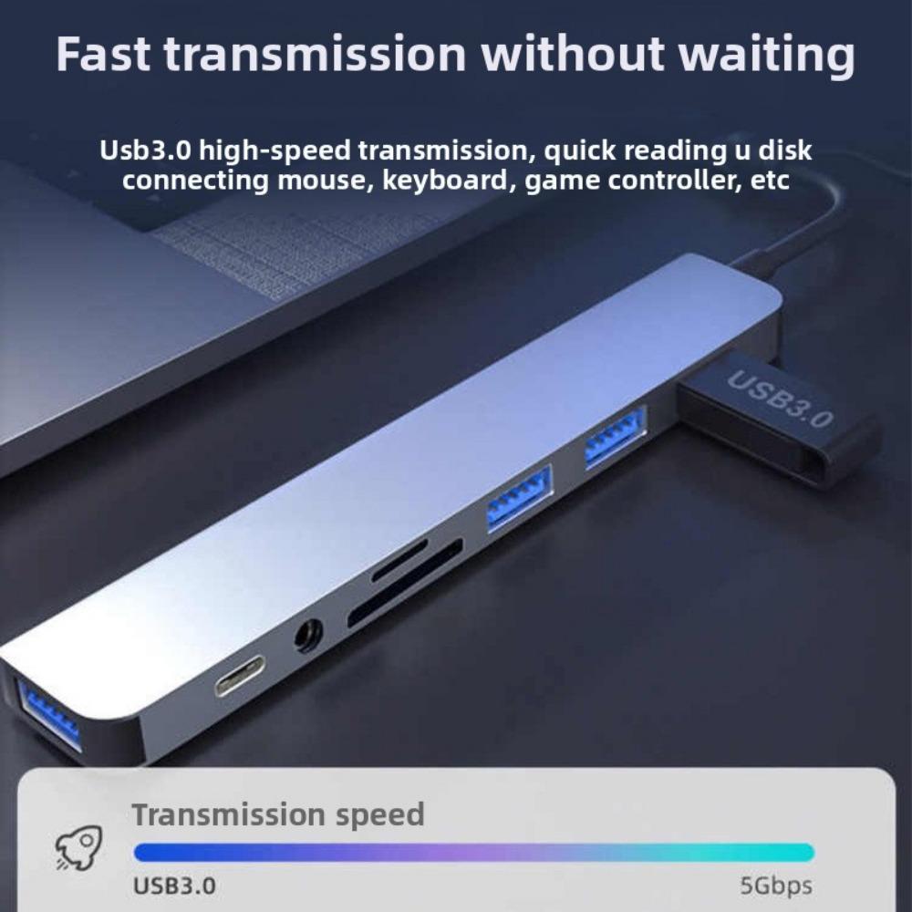 8 в 1 USB C Hub многопортовый адаптер с 3,5-мм аудиоразъемом для ноутбука планшета ПК