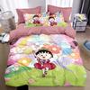 Современный комплект пододеяльников с принтом Маруко-чан, 3 предмета, Аниме Девочка, Комплект постельного белья Queen для детей, мальчиков, девочек