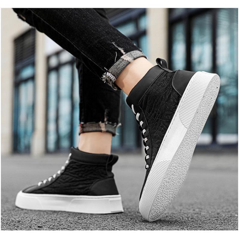 High Top Canvas Sneakers For Men Korean Style Casual Breathable