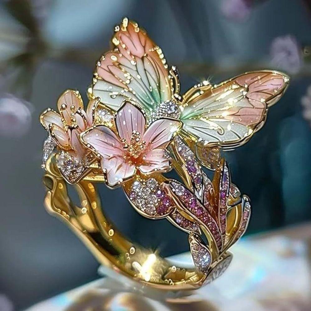 Non-fading Butterfly Ring Crafts Open Ring Clothing Accessories Vintage Rings