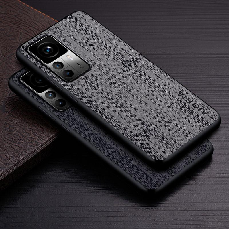 Case for Xiaomi 14 13 12 12S 11 10 13T 12T 11T Pro Ultra Lite Bamboo Wood Pattern Leather Phone Cover Luxury Cases