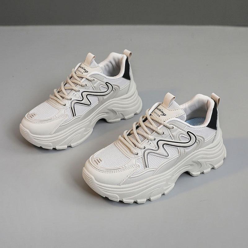 Q78 new 2025 popular spring and summer dad shoes women's shoes Korean version trend increased thick-soled mesh shoes breathable