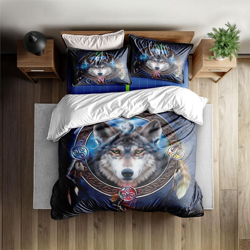 Arctic Wolf Germanic Duvet Cover Set EU Single Double King US Twin Full Queen Size Bed Linen Set