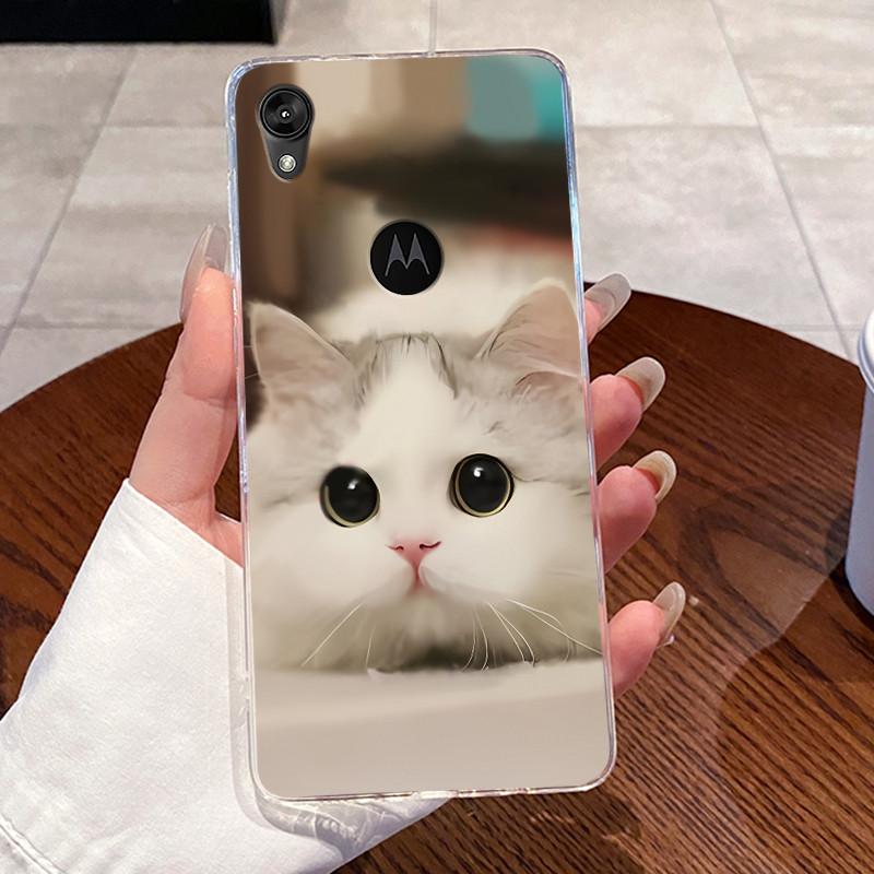 Jelly Casing For Motorola Moto E6 Fundas MOTOE6 Capa Clear Silicone Soft TPU Back Cover Cute Cat Rabbit Heart Protective Case
