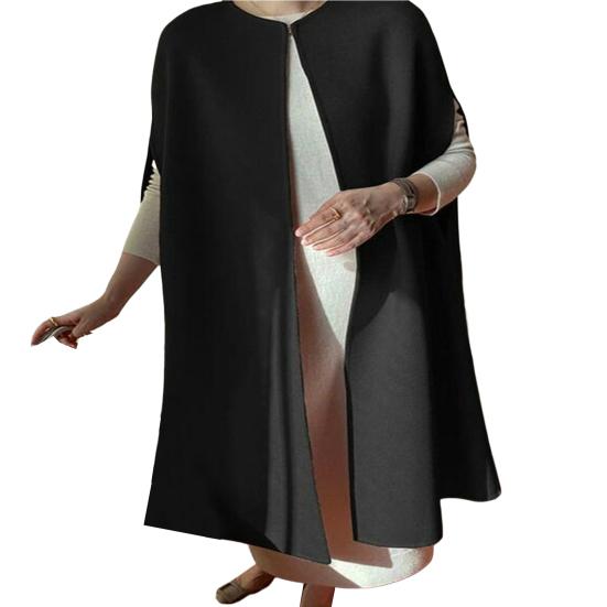 Женская теплая накидка без рукавов в японском стиле с рукавами «летучая мышь», осенне-зимняя, открытая.