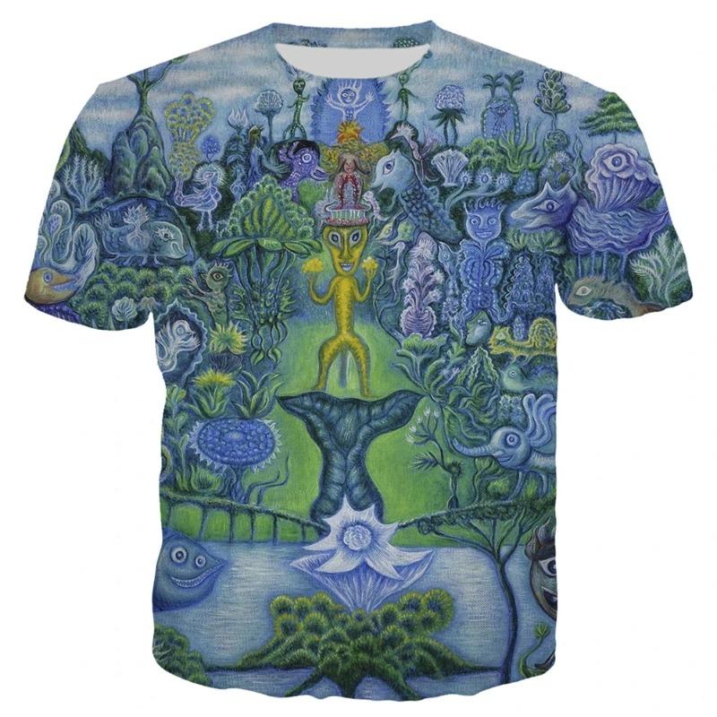 New World Happy Garden T-shirt Allover Print Street Fashion Elements Round Neck Fashion Short Sleeve Pullover Plus Size Top