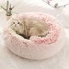 Теплая длинная плюшевая кровать для домашних животных, закрытая круглая подушка для кошек, удобный спальный мешок, гнездо для кошек, будка для маленьких домашних животных