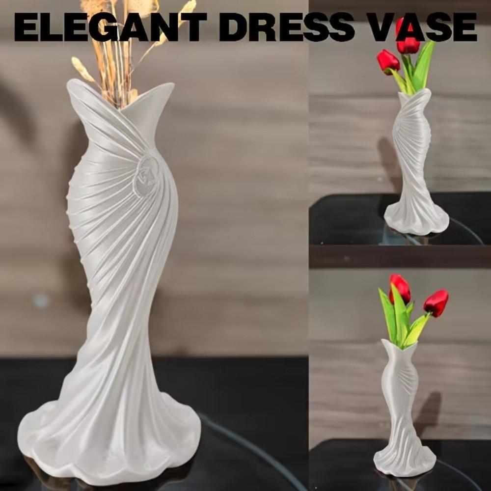 Flower Arrangement 3D Printed Flower Vases Gown-Shaped Decorative Vase  Home Desktop Decorations