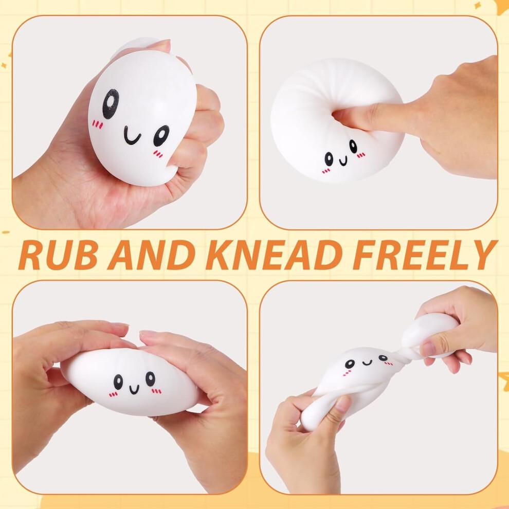 Pekkaxy Squishy Dumpling Stress Balls for Adults & Kids – Fidget Sensory Toy, Squeeze Dough Ball, Stretchy Stress Relief Toy for ADHD – Compatible