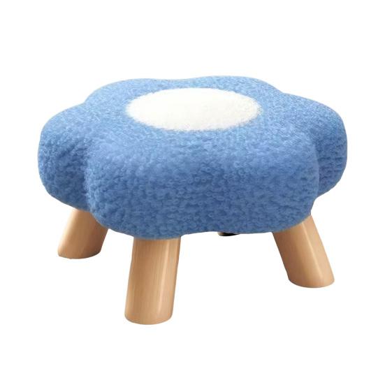 Цветочный табурет с деревянными ножками, подушка из облачного бархата, подставка для ног, табурет для гостиной, спальни, дивана, софы, под стол, мягкое сиденье, туалетный табурет