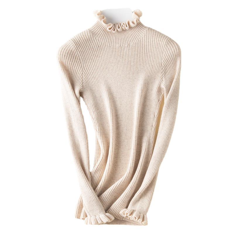 Женский полуводолазный свитер с кружевом Wood Ear 2024 года: Короткий, плотный вязаный свитер на осень/зиму