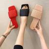 Summer Outer Breathable Women's Slippers Fashion Solid Color Large Size Woven Beach Sandals