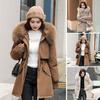 Women's Thicken Fleece Lined Drawstring Parka Windproof Warm Puffer Coat Faux Fur Hooded Down Jacket Winter Outerwear