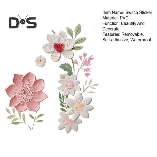 Цветочный ПВХ самоклеящийся водонепроницаемый настенный декор для выключателя света и розетки