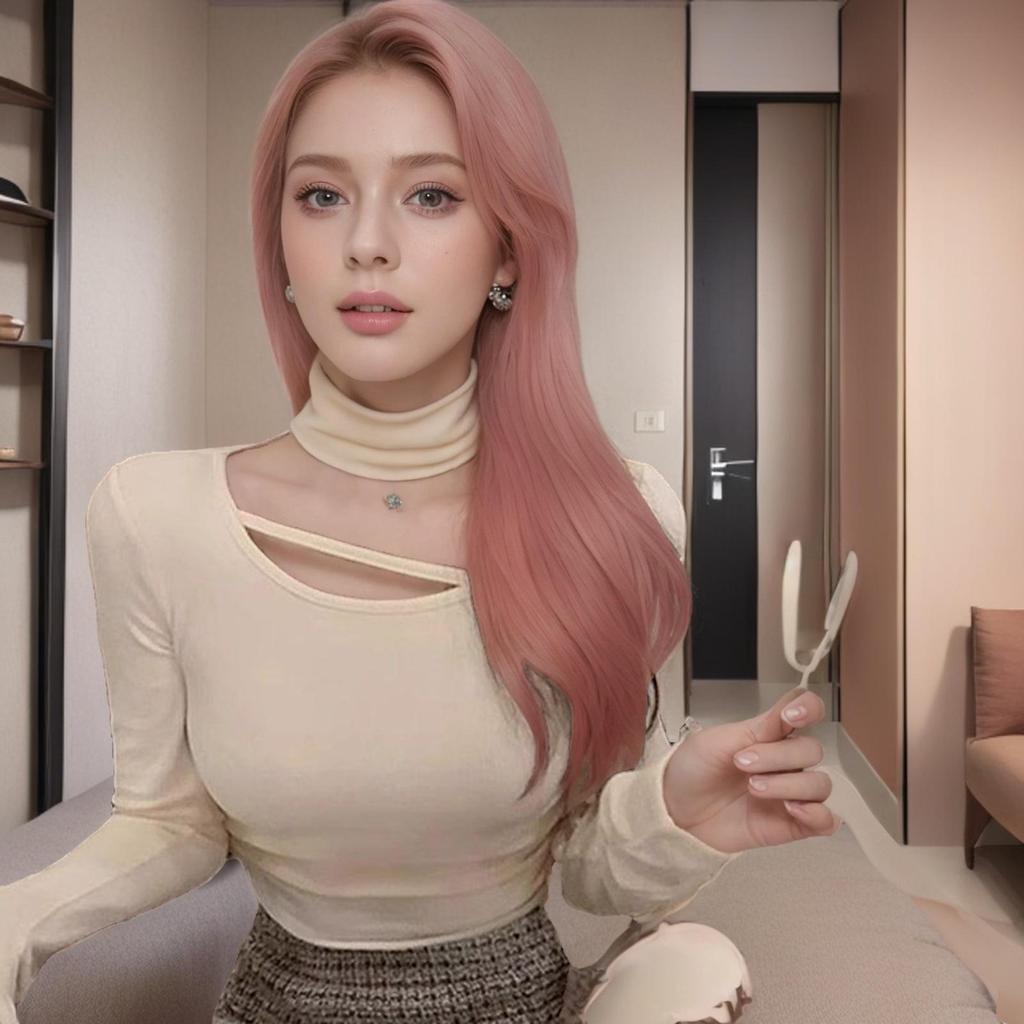 2024 Chic Sweet & Spicy Girl Semi-High Neck Slim Fit Long Sleeve T-Shirt