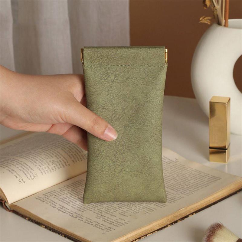 Waterproof Glasses Bag Solid Color Leather Automatic Closed Sunglasses For Men Women Portable Glasses Storage Bags