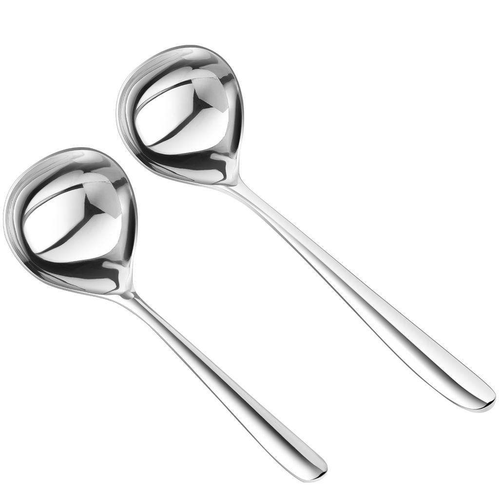 2 Pcs Korean Spoons Salad Stainless Steel Ladle Kitchen Scoops No-rust Soup Cooking Kitchenware