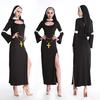 Fashion Ornaments Festival Halloween Sexy Adult Sleeves Women Long High Nun Split Party Cosplay Fancy Dress