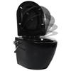 Wall Mounted Toilet without Rim Flush and with Bidet Function Ceramic Black