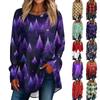 Women's Fashion Casual Round Neck Christmas Printed Shoulder Long Sleeved Pullover T-shirt Top