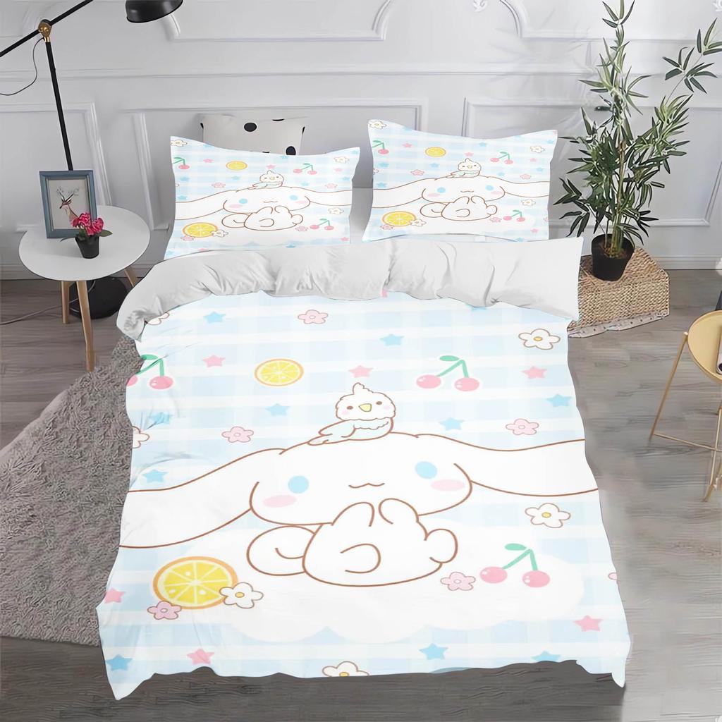 Cinnamoroll MINISO Sanrio Спальня Детский Комплект Постельного Белья Пододеяльник Комфорт Queen С Наволочкой Рождественские Подарки Дом
