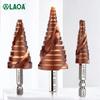 Сверло LAOA Pagoda Step Drill Bit 3-13 мм 4-22 мм 4-32 мм HSS-CO M35 Hex Triangle Spiral Grooved Wood Metal Drilling Tool Set