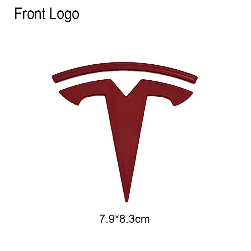 UBLM4 3D ABS Car Front Head Hood Emblem Rear Trunk Badge Sticker For Tesla Model 3 Model Y Replacement Decoration Decals Accessories