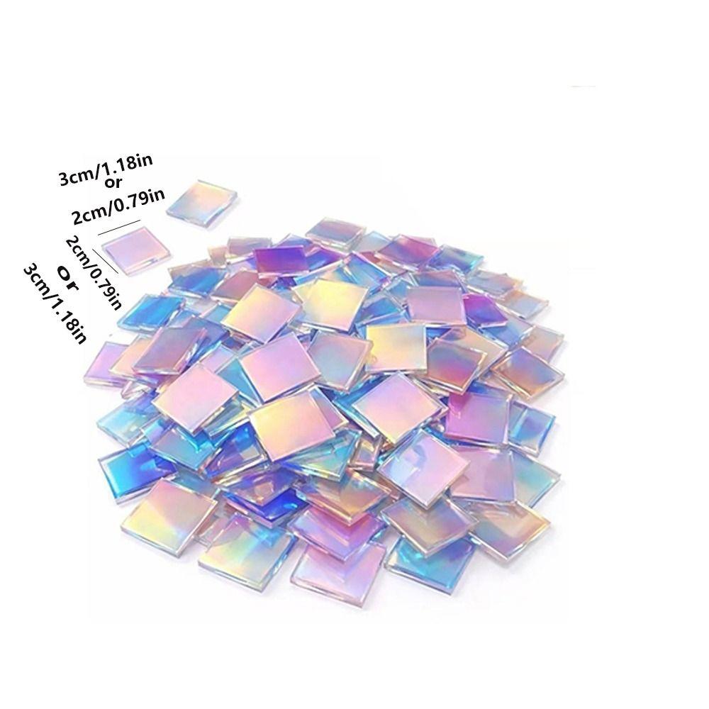 50Pcs Rainbow Holographic Acrylic Square Holo Plexiglass Tiles Iridescent Acrylic Art Creation
