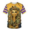 Egyptian Pharaoh Pattern Men's T Shirt Gold Unique Personality Trend O Neck T Shirts Egypt Anubis Grim Reaper Short Sleeve Tee