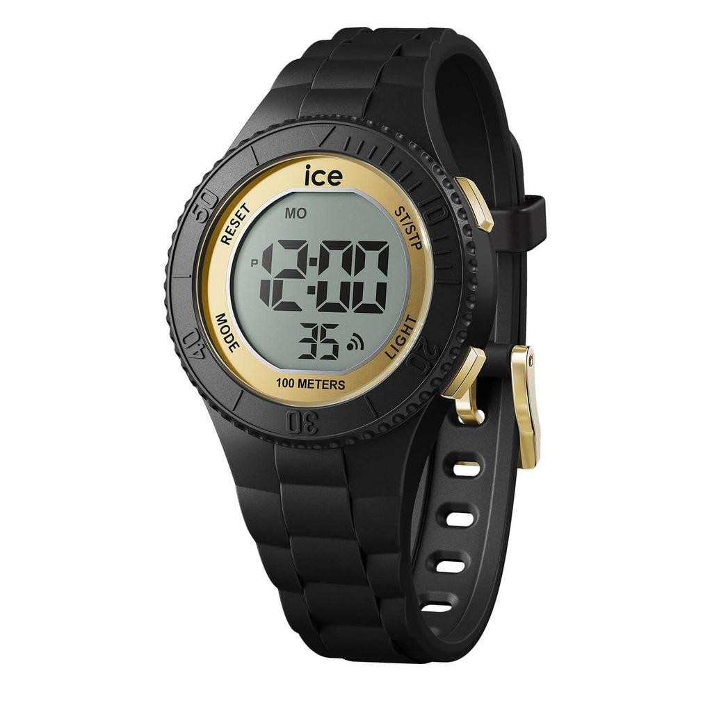 Authorized Distributor Ice Watch Digital Ladies 021607 Ice Digit Black Gold Small [Ice Watch]