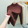 Autumn Warm Velvet Knitted Women's Sweater Casual Winter New Thicken Half High Collar Base Pullover Sweaters Elegant Solid Slim Plush Knitwears 25206