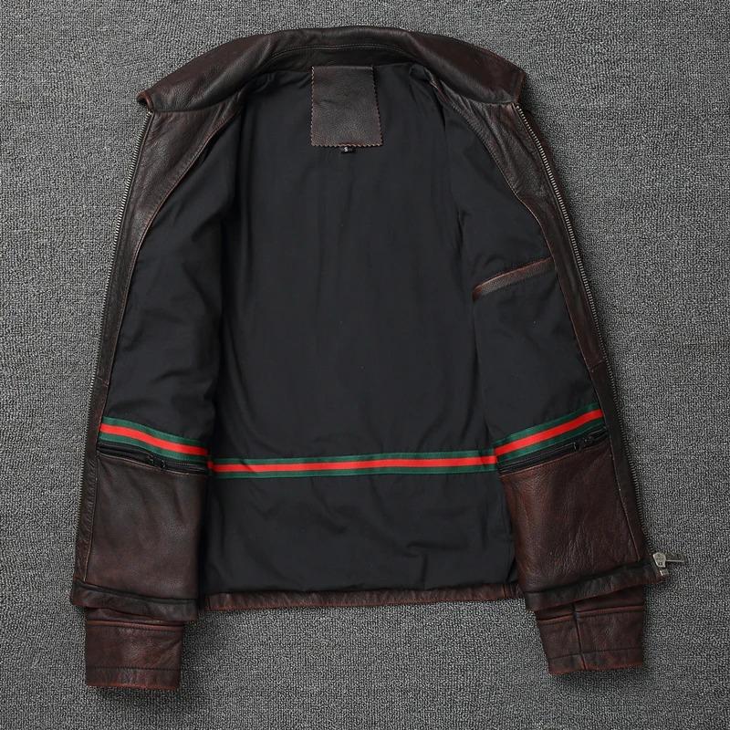 Китайский размер мужское пальто из коровьей кожи винтажная мужская кожаная куртка из натуральной кожи мужская зимняя куртка мотоциклетные байкерские куртки