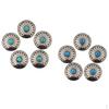 10 Pieces Round Floral Turquoise Buttons for Bag Wallet Saddle