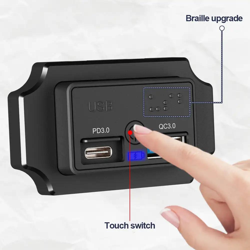 12 В-24 В автомобильное зарядное устройство QC 3.0 USB PD Type C с сенсорным переключателем, быстрая зарядка для мотоцикла, автофургона, лодки