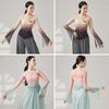 Chinese Hanfu Saree Blouse Gradient Dance Mesh Top Fashion Performance Training Costumes  Women