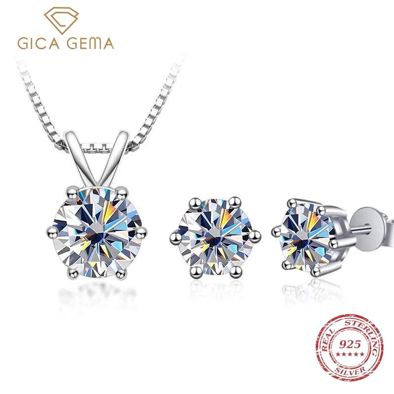 Gica Gema S925 Silver Set With 1ct Zircon Pendant Girlfriend Valentine Gift Collarbone Necklace