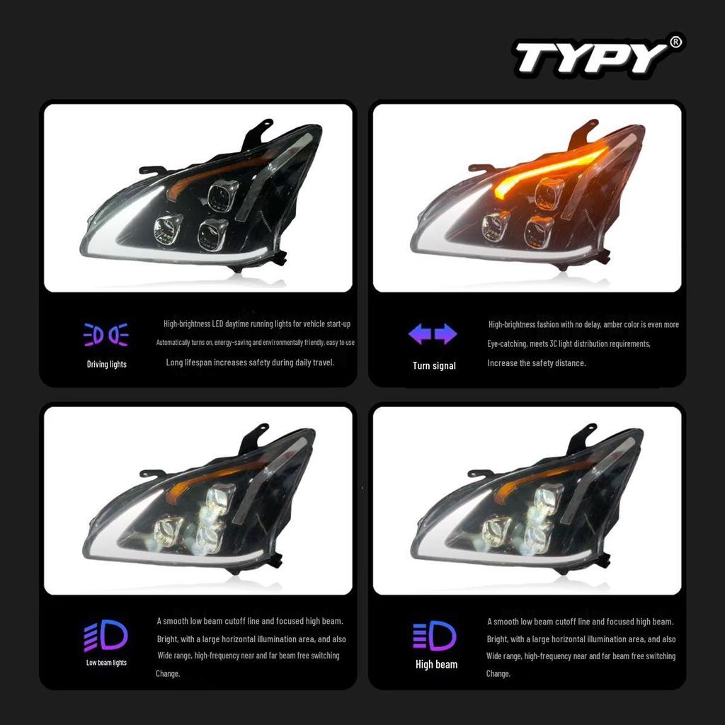 Комплект светодиодных линз с дневными ходовыми огнями и динамическими указателями поворота для ретрофита Lexus RX 2004-2008
