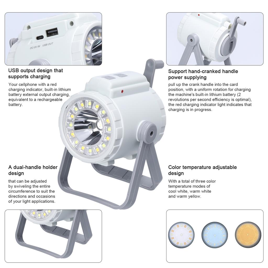 Портативная лампа для кемпинга, лампа для палатки, прожектор SOS, фонарик 3в1, ручная рукоятка, три цвета