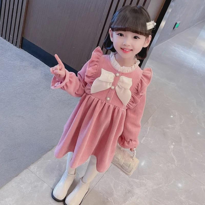 "Girls' Long-Sleeve Princess Dress - Autumn/Winter 2024 Collection for Small & Medium-Sized Children"