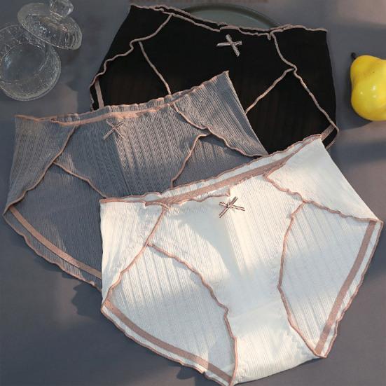 Cotton Briefs Breathable Ruffle Bowknot Decor Panties Women Accessory
