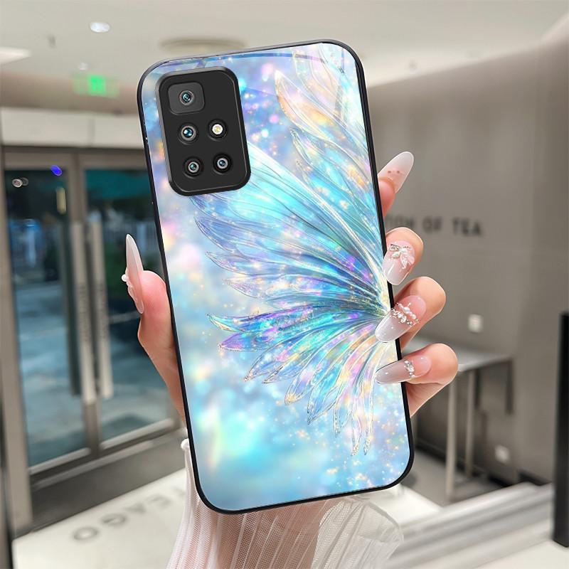 For Xiaomi Redmi 10 Prime 2022 Phone Case Tempered Glass Hard Shell flower Cute cats Coque For Redmi10 10Prime 2022 Back Cover