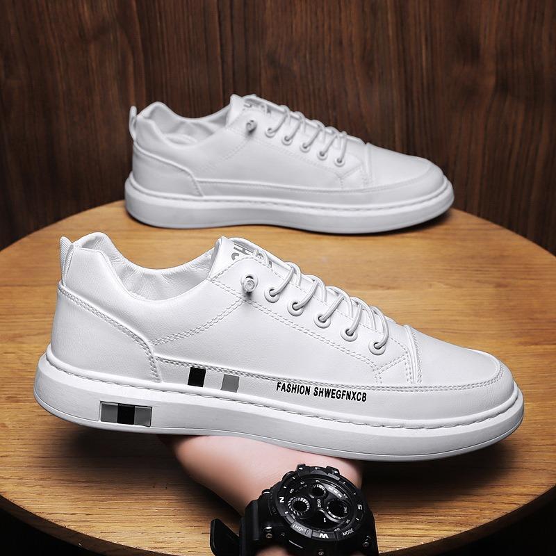 New Trendy Casual Men's Trendy Shoes White Shoes Leather Board Shoes Spring Breathable Little White Shoes Men