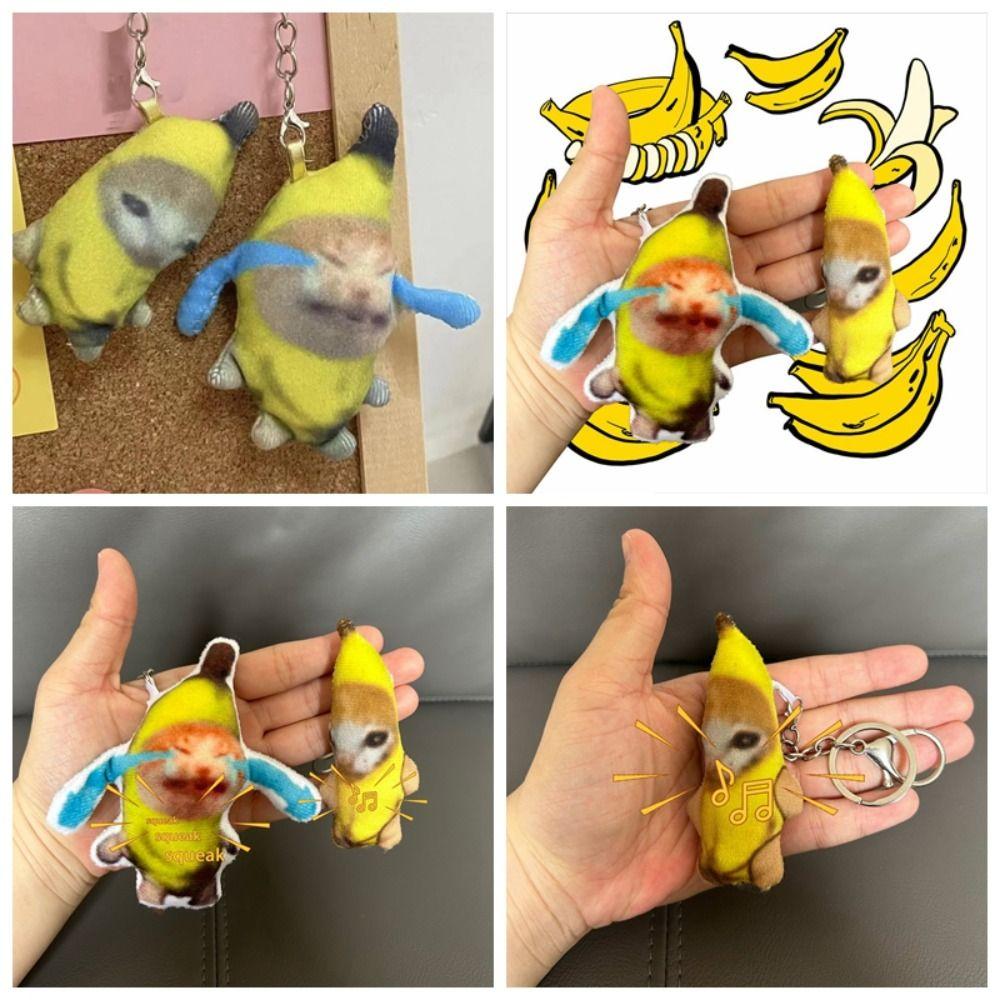 Кукла-банан-кошка Кукла-банан-кошка, кулон, плачущий звук, брелок-брелок с кошкой-бананом, аксессуары для ключей