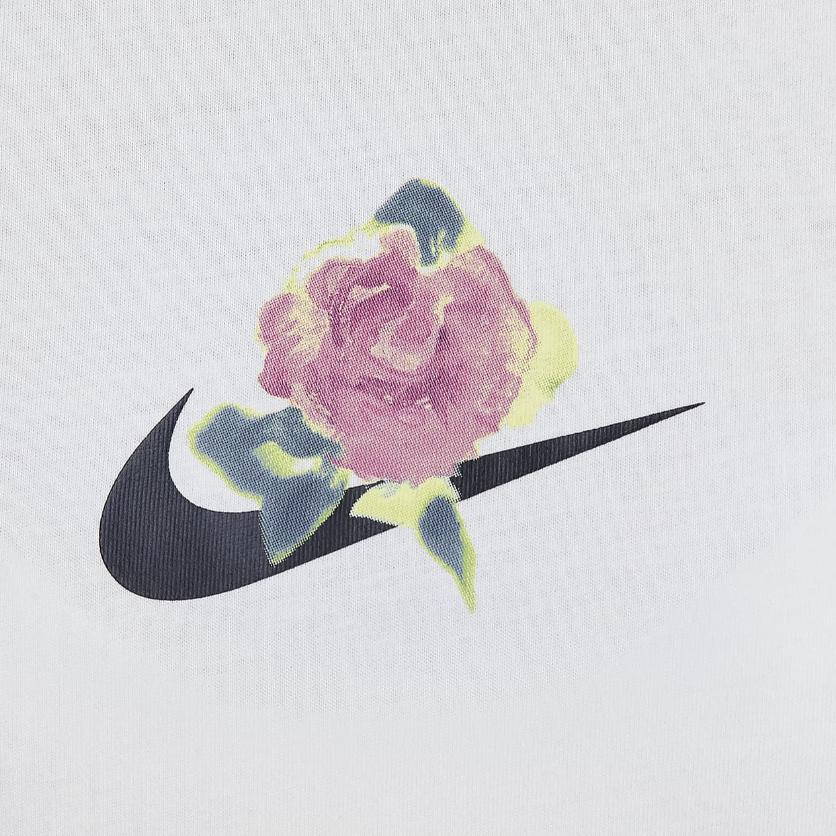 Nike Спортивная одежда Artist Collection Цветочный логотип Графический круглый вырез Футболка Женские футболки Белый HF4684-133