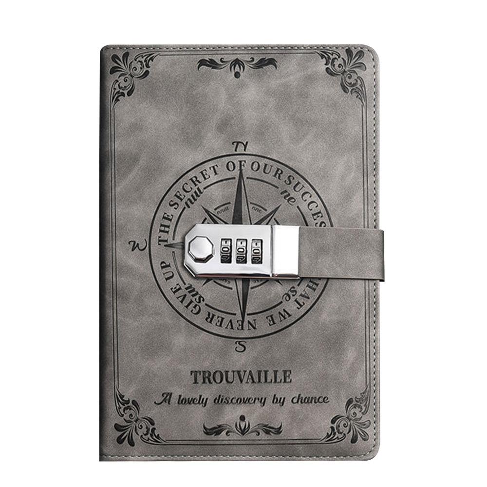 PU Leather Notepad With Password Lock Diary Notebook Creative School Office Supplies