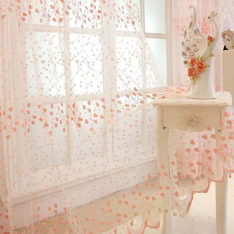 1 шт., белые вышитые цветы, прозрачные роскошные европейские тюлевые занавески, декор комнаты, романтические оконные шторы из искусственного льна, люверсы, верхнее украшение для окна, спальня
